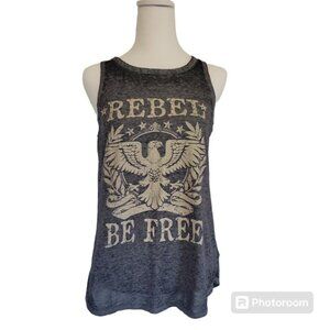 Patriotic Grey M Tank by Maurices -"Rebel Be Free" Design with Stylish Open Back